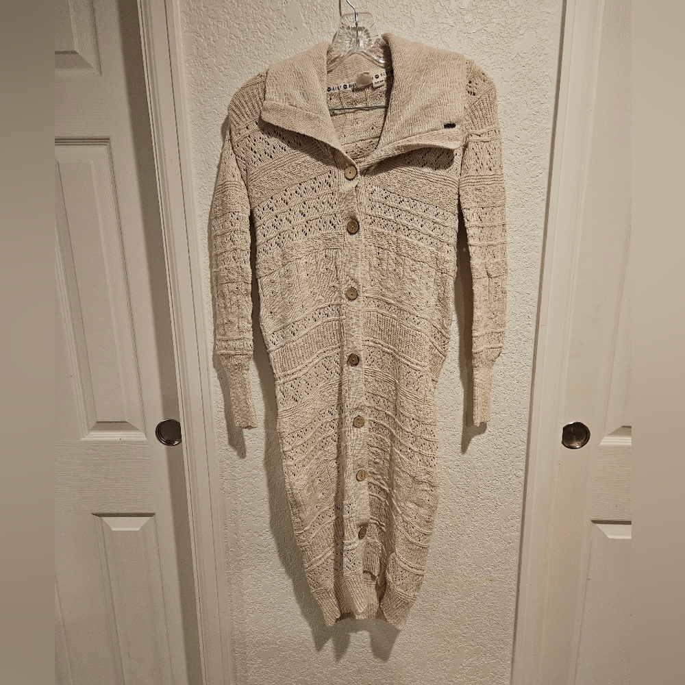 Roxy Cream Knit Long Sweater Size XS